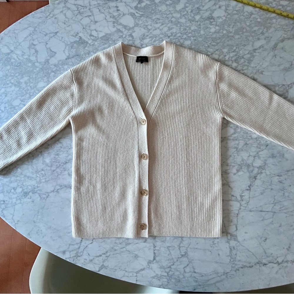 Quince Mongolian cashmere fisherman boxy cardigan sweater - Picture 4 of 8
